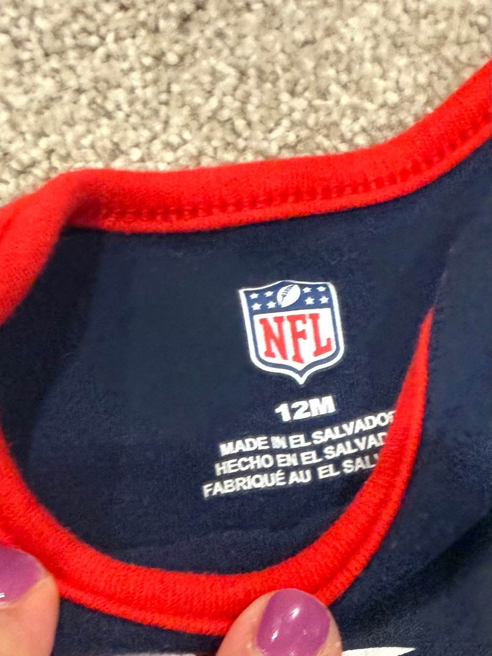 Set of 3 NFL Patriots Bodysuits- Size 9-12 months - Picture 4 of 5